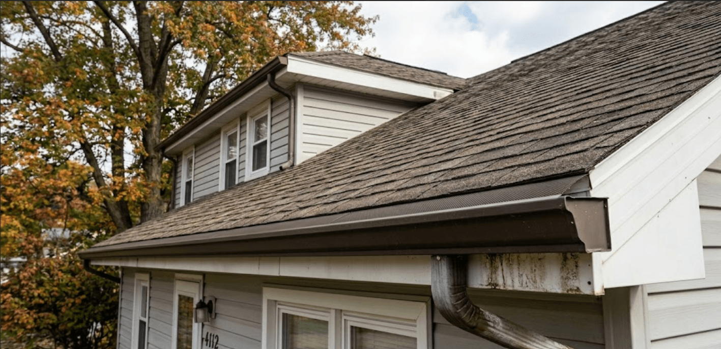 Gutter guards installed along the roofline